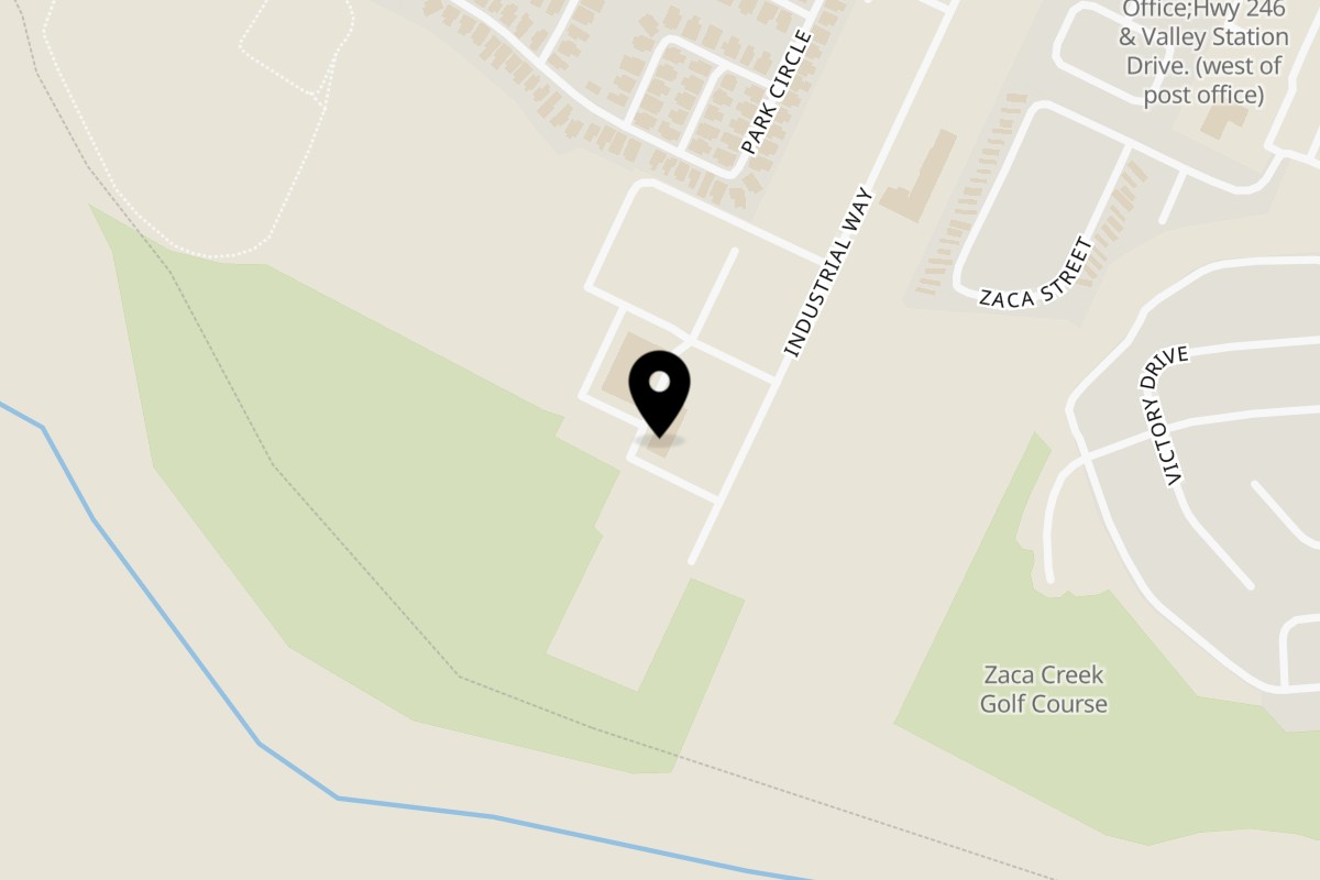 Map showing the location of Hudson's Grill at Fig on 45 Industrial Way in Buellton